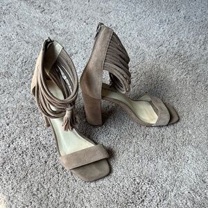 Jeffrey Campbell Tan Fringe Heels